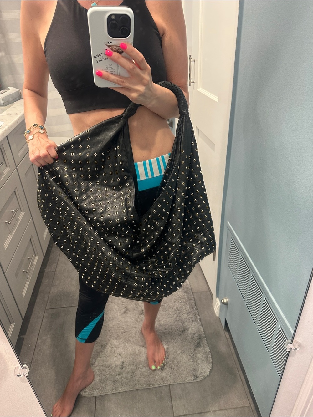 Deux Lux Black Studded Hobo Bag